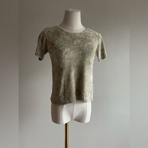 Vintage DKNY petite by Donna Karan pistachio chenille knit sweater blouse P/S